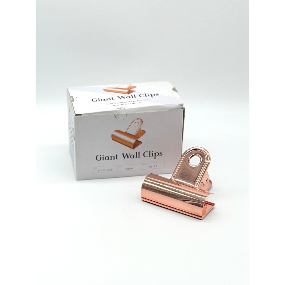 Giant Wall Clips Copper Oversized Hanging Decor Office Set of 3